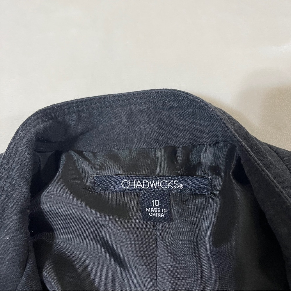 Chadwicks Linen Blend Military Style Jacket Blazer Black Size 10 - Picture 6 of 9